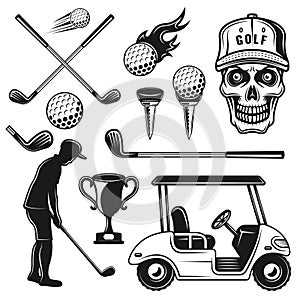 Golf attributes and equipment vector objects