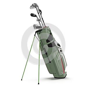 Golf Bag with Clubs on white. 3D illustration