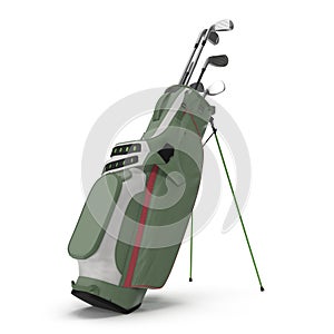 Golf Bag with Clubs on white. 3D illustration