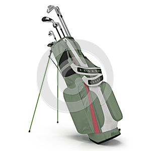 Golf Bag with Clubs on white. 3D illustration