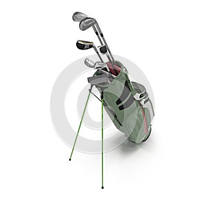 Golf Bag with Clubs on white. 3D illustration