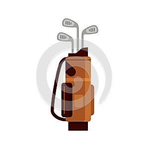 Golf bag icon isolated on white background, flat element for golfing, golf equipment - vector illustration.