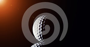 Golf ball on black background