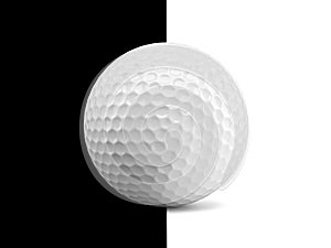 Golf ball on black and white background