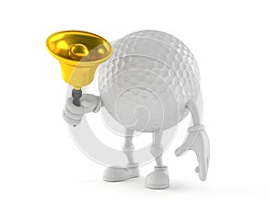 Golf ball character ringing a handbell