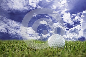 Golf-ball on course and sky