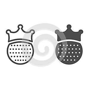 Golf ball with crown line and solid icon, sports concept, King of golf sign on white background, golfball wearing crown