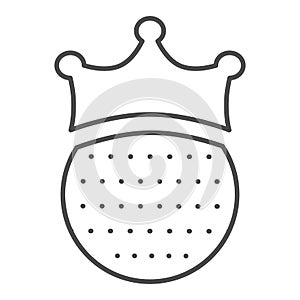 Golf ball with crown thin line icon, sports concept, King of golf sign on white background, golfball wearing crown icon