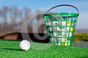 Golf ball on driving range