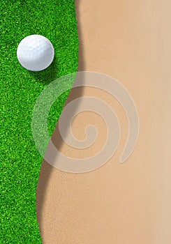 Golf Ball on Edge of Sand Trap With Copy Space