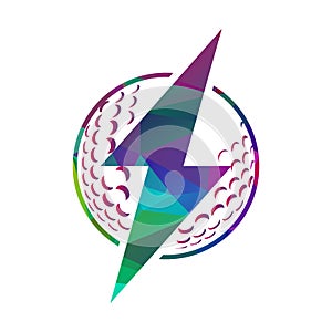 Golf ball and electricity bolt vector illustration