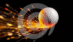 Golf ball with fire effect and sparks