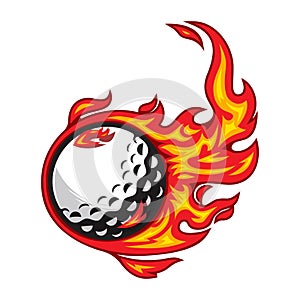 Golf ball on fire Vector illustration