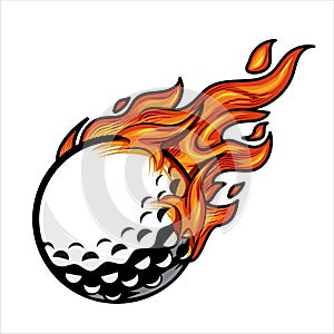 Golf ball on fire Vector illustration