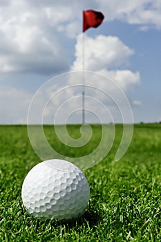 Golf ball and flag