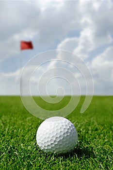 Golf ball and flag