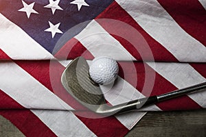 Golf ball with flag of USA