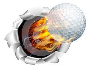 Golf Ball Flame Fire Breaking Background