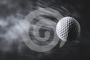 Golf ball fyling with speed through the air