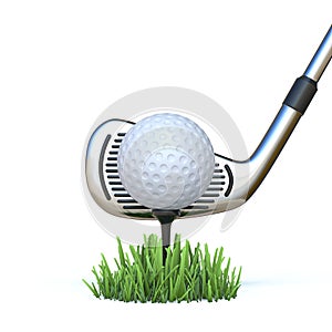 Golf ball with golf club 3D