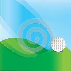 Golf ball on golf course. Vector illustration decorative background design