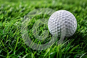 Golf ball on grass field. Sport playground for golf club concept