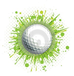 Golf Ball on Green Background