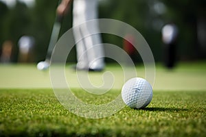 Golf ball on green field