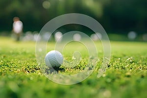 Golf ball on green field