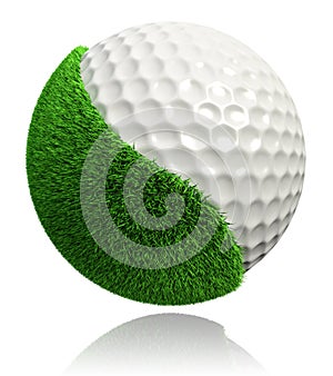 Golf ball with green grass