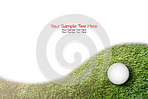 Golf ball on green grass background