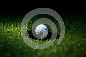 Golf ball green grass. Generate Ai