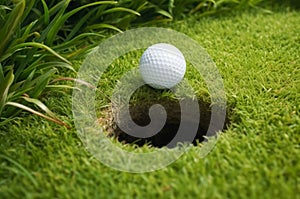 Golf ball green grass sport. Generate Ai