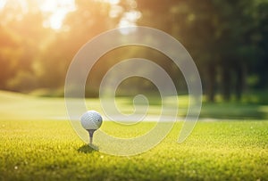 golf ball on green grass in sunlight