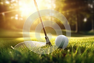 golf ball on green grass in sunlight