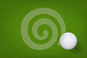 Golf ball on green grass texture background. Vector.