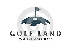 Golf Ball Hole Flag Land for Sport Club Competition Logo Design Vector