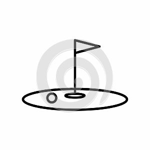 Golf Ball Hole Flag Outline Icon Vector Illustration