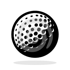 Golf ball icon. Black and white golf ball icon isolated on white