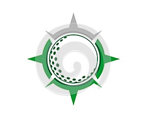 Golf ball inside the compass logo