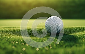 Golf Ball on Lush Green Fairway Close-Up