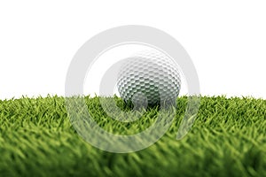 Golf Ball On Lush Green Lawn Against Empty Backdrop - Generative AI