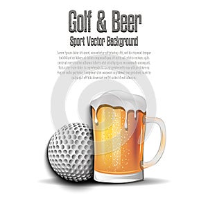 Golf ball with mug of beer