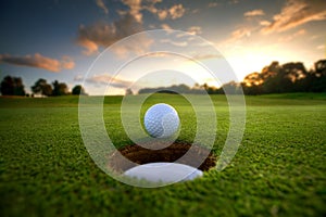 Golf Ball near hole