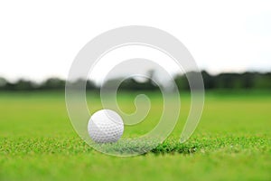 Golf ball near hole on green
