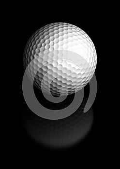 Golf ball over black background