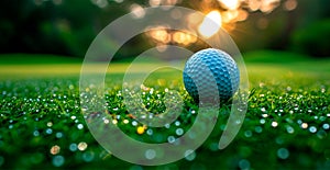 Golf ball on a perfect green lawn - AI generated image