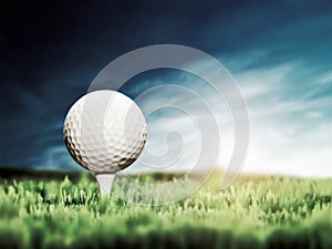 Golf ball placed on white golf tee