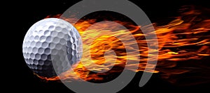 Golf ball, propelled swiftly, creates a blazing trail as it accelerates through the air photo