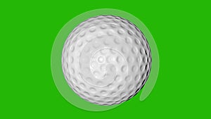 Golf ball quickly rotate on green screen. 3d animation